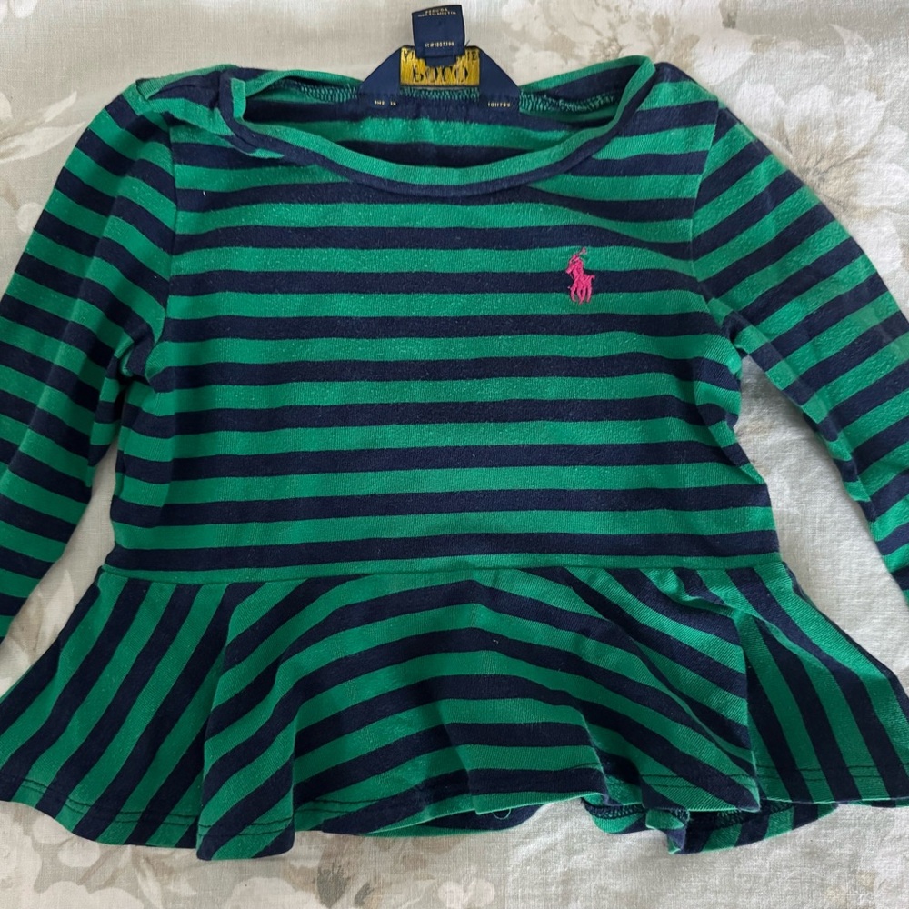 Ralph Lauren Green and Blue Long Sleeve Tee
